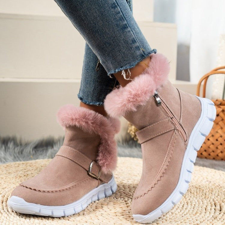 Bargin BASH: Women’s Winter Warm Plush Ankle Snow Boots with Buckle Design