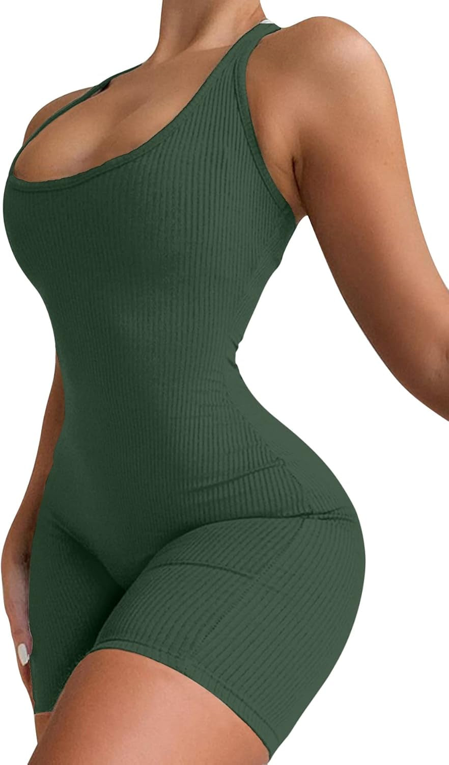 Womens Sexy One Piece Tank Top Sleeveless Backless Bodycon Shorts Jumpsuits Bodysuit Catsuit Ribbed Sports Romper