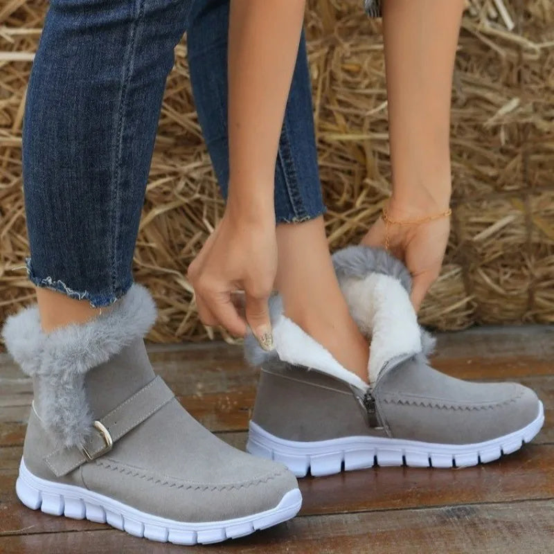 Bargin BASH: Women’s Winter Warm Plush Ankle Snow Boots with Buckle Design