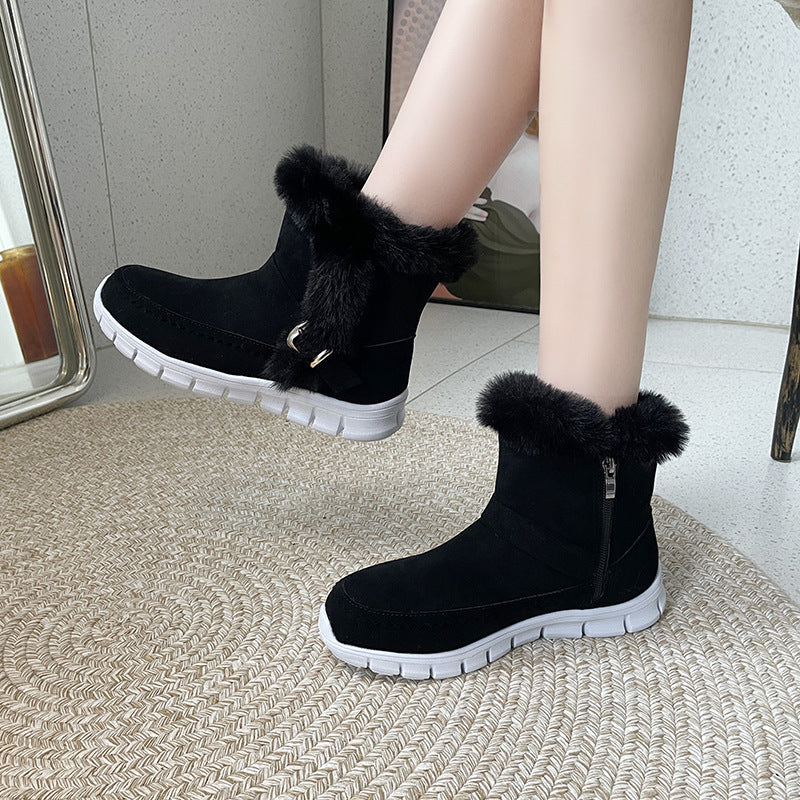 Bargin BASH: Women’s Winter Warm Plush Ankle Snow Boots with Buckle Design