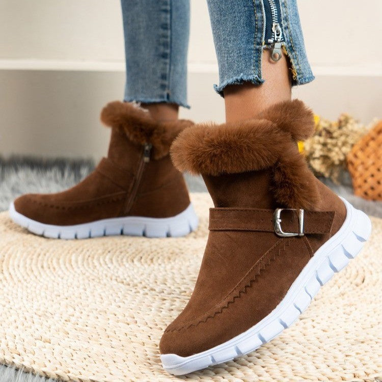 Bargin BASH: Women’s Winter Warm Plush Ankle Snow Boots with Buckle Design