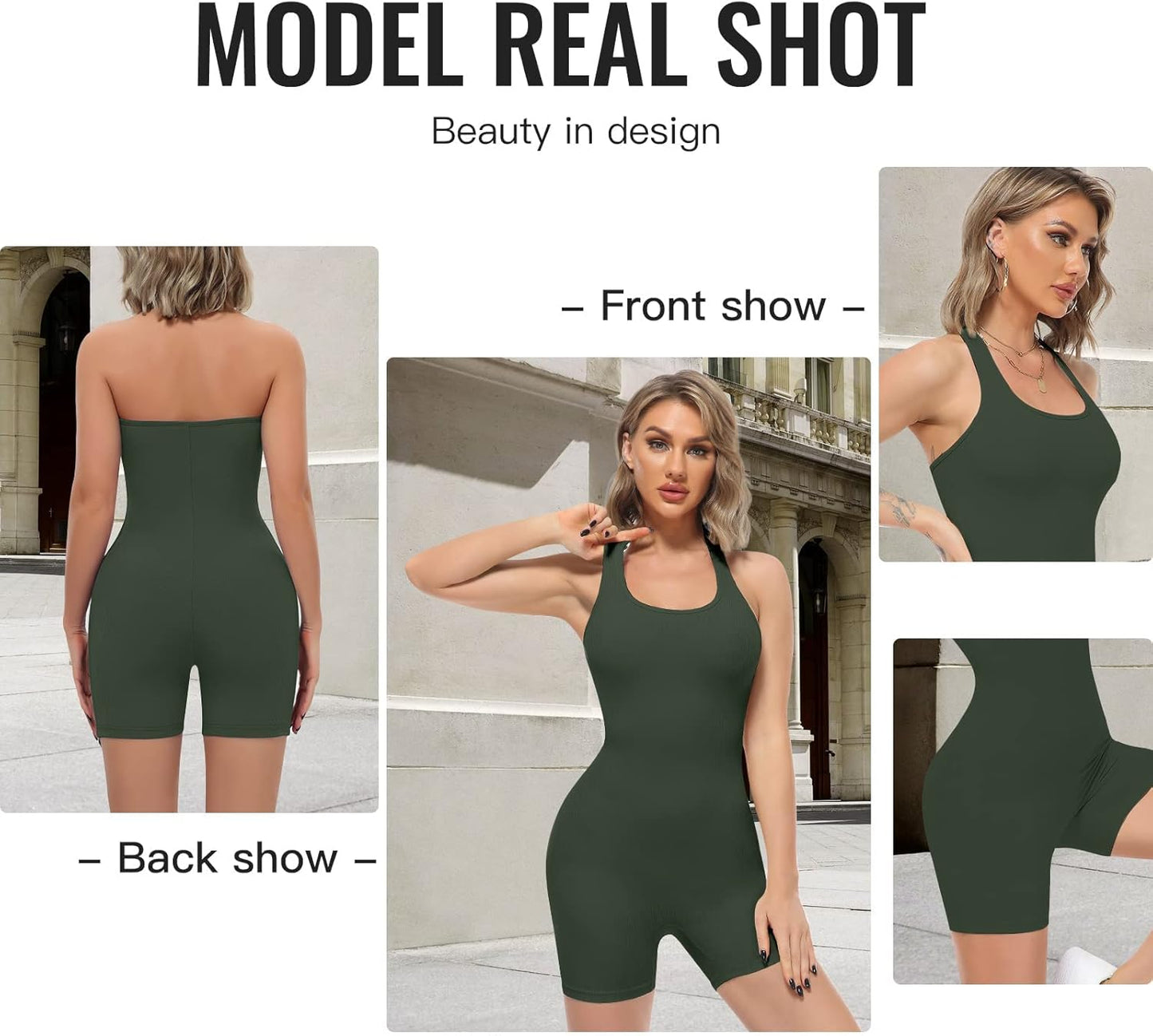 Womens Sexy One Piece Tank Top Sleeveless Backless Bodycon Shorts Jumpsuits Bodysuit Catsuit Ribbed Sports Romper