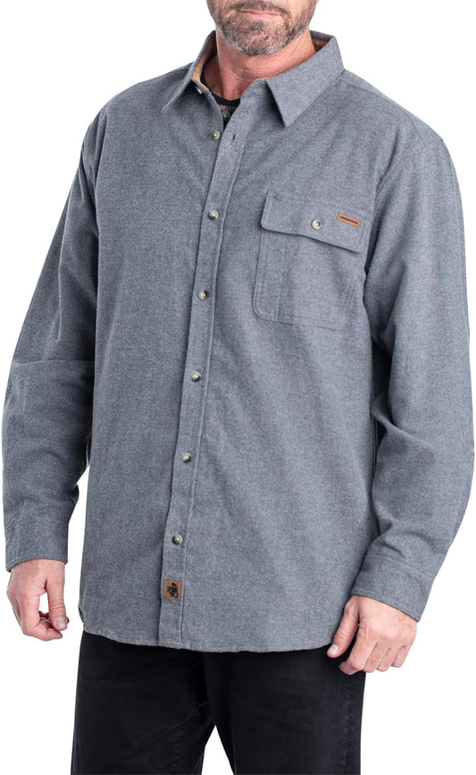 Men'S Buck Camp Flannel, Long Sleeve Plaid Button down Casual Shirt, Corduroy Cuffs