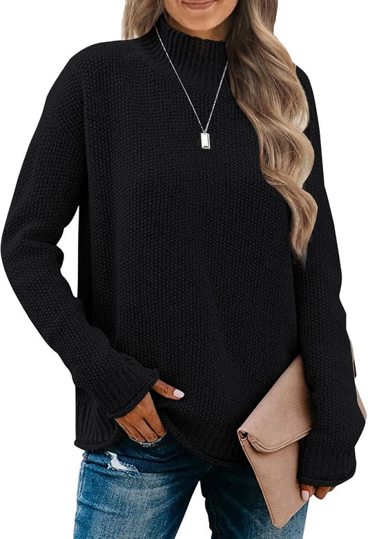 Women'S Long Sleeve Turtleneck Cozy Knit Sweater Casual Loose Pullover Jumper Tops