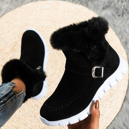 Bargin BASH: Women’s Winter Warm Plush Ankle Snow Boots with Buckle Design