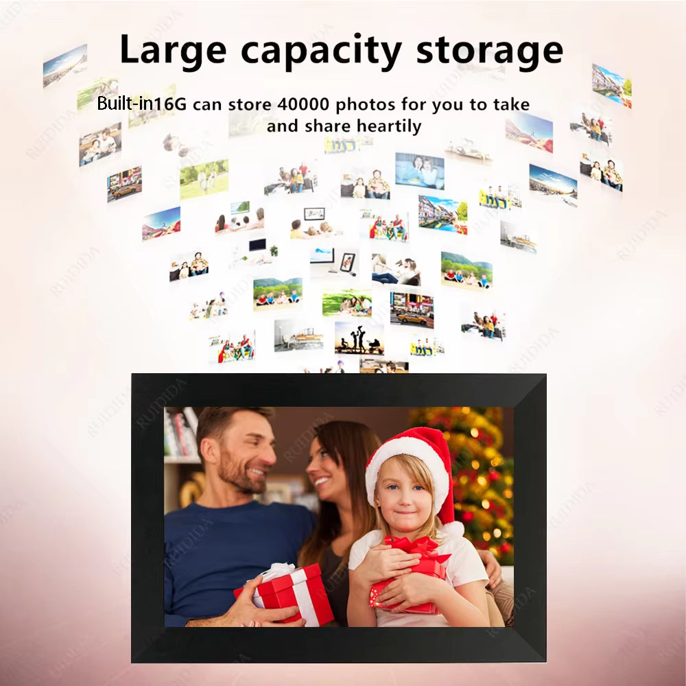 10.1Inch Frameo Digital Photo Frame WIFI Digital Picture Frame Smart Electronic Image Album Bulit-In 16GB for Gift Giving