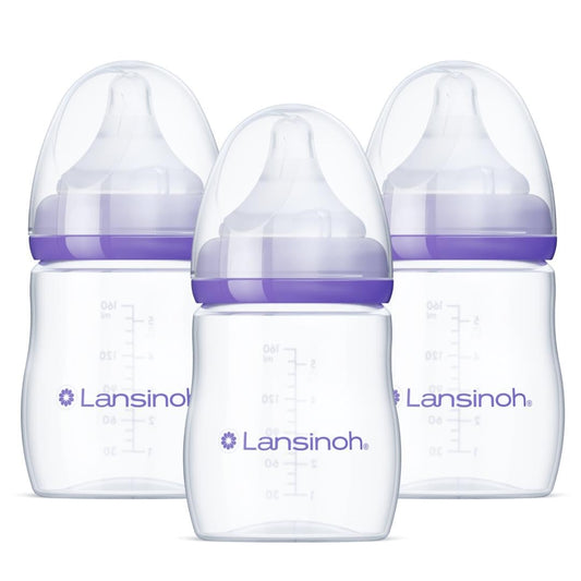 Anti-Colic Baby Bottles for Breastfeeding Babies, 5 Ounces, 3 Count, Includes 3 Slow Flow Nipples, Size S