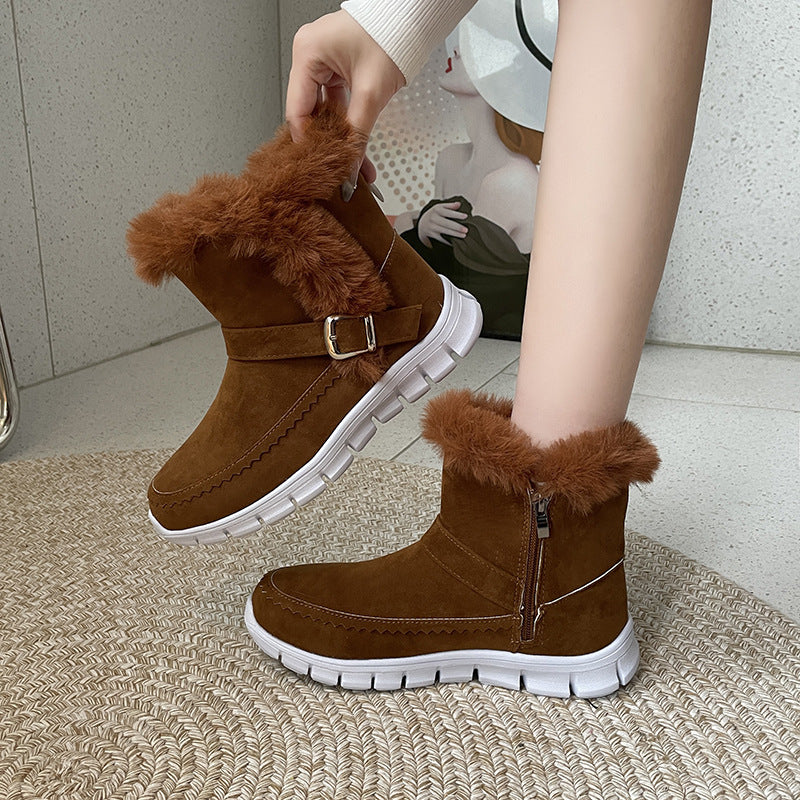 Bargin BASH: Women’s Winter Warm Plush Ankle Snow Boots with Buckle Design