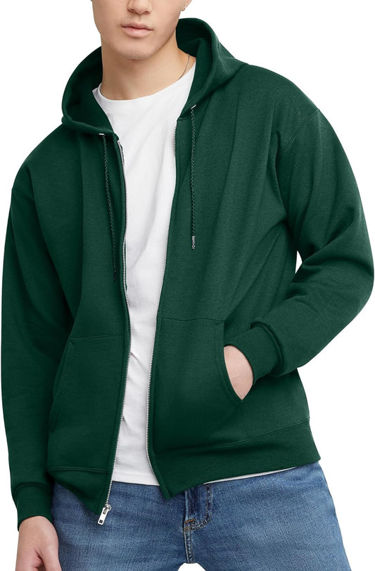 Men'S Zip-Up Hoodie, Ecosmart Fleece Full-Zip Hoodie for Men, Hooded Sweatshirt