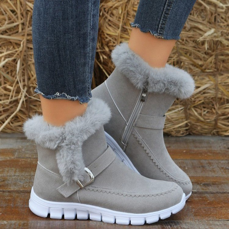 Bargin BASH: Women’s Winter Warm Plush Ankle Snow Boots with Buckle Design