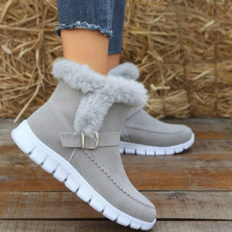 Bargin BASH: Women’s Winter Warm Plush Ankle Snow Boots with Buckle Design